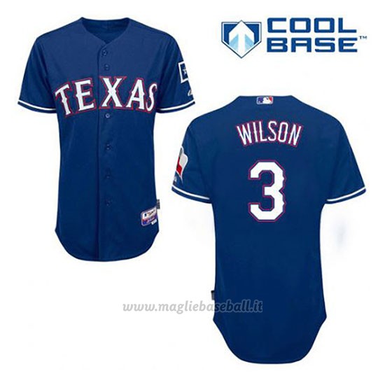 Maglia Baseball Uomo Texas Rangers Russell Wilson 3 Blu Alterner Cool Base